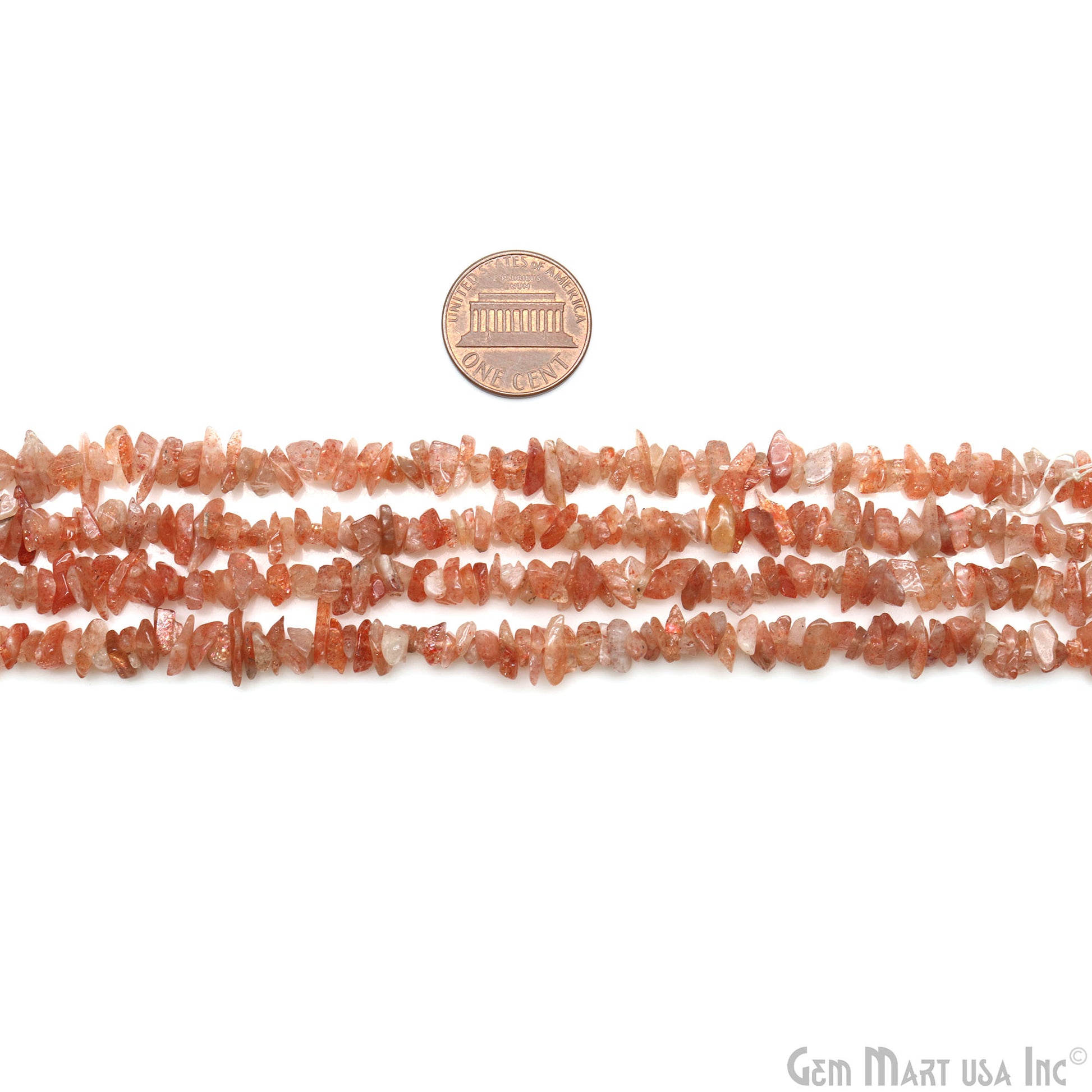 Natural Sun Stone Chip Beads Strand Full Strand 34 Inch (762226671663)