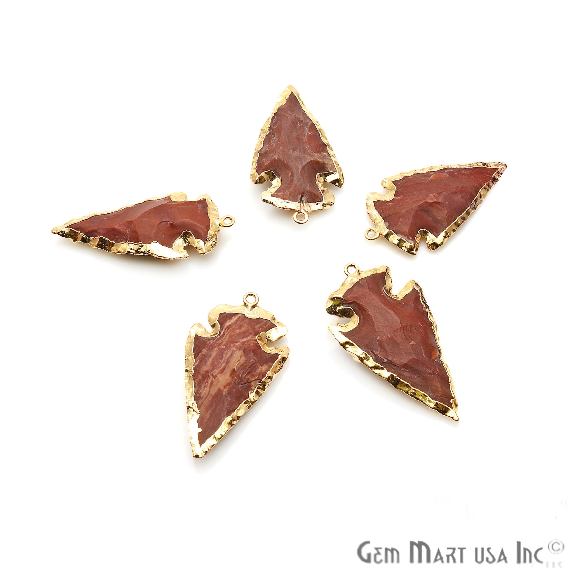 Jadper Arrowhead 40x22mm Gold Electroplated Single Bail Gemstone Connector - GemMartUSA