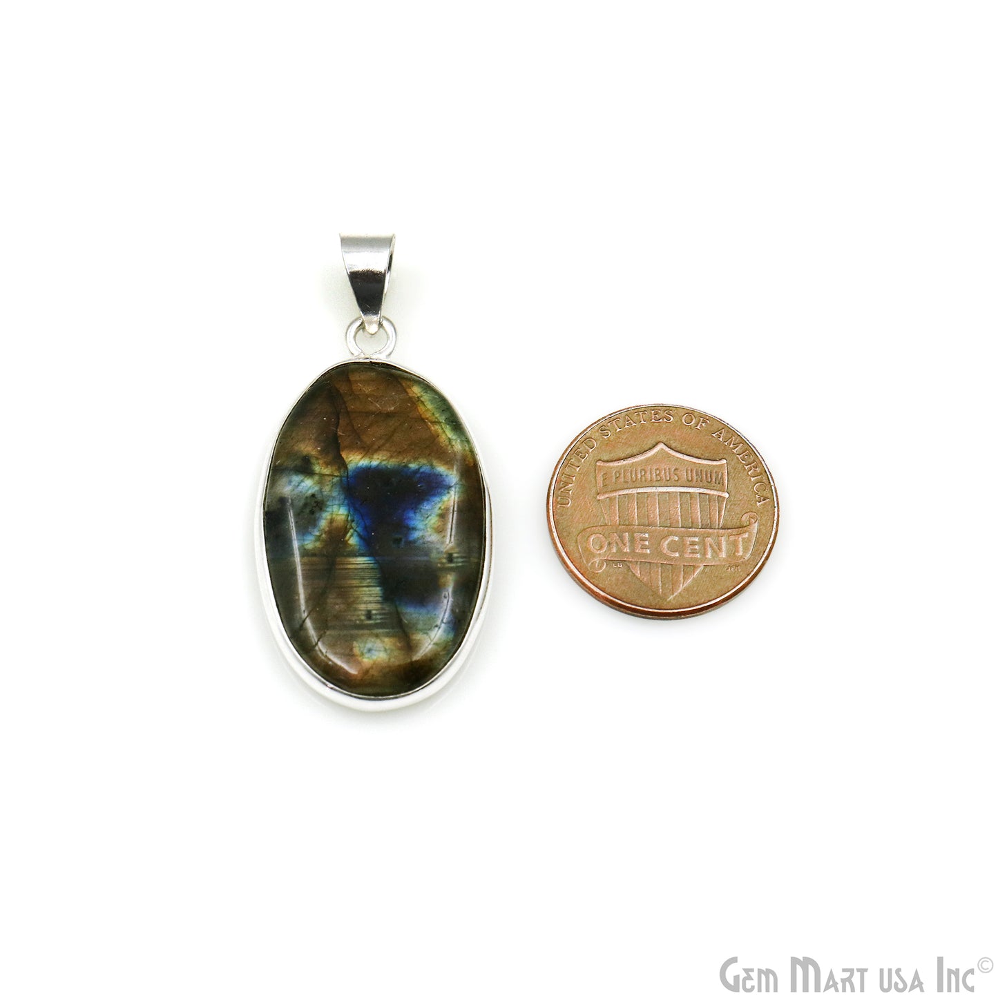 Labradorite Gemstone Oval 35x20mm Sterling Silver Necklace Pendant 1PC