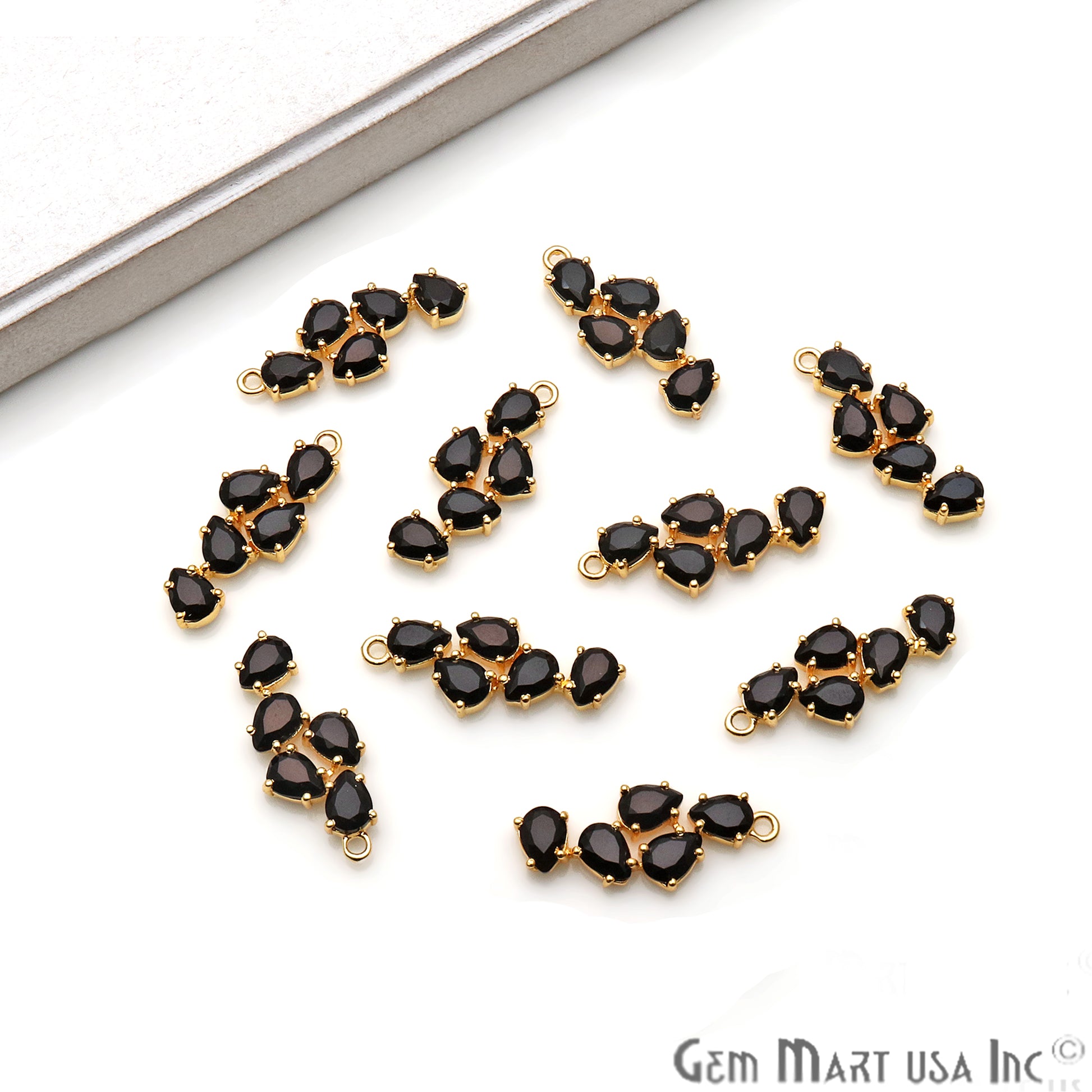 DIY Gemstone Pear Shape 28x12mm Gold Plated Prong Setting Connector 1PC