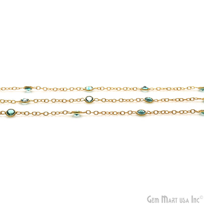 Apatite Round 4mm Gold Plated Bezel Connector Rosary Chain