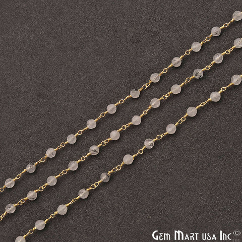 Rutilated Gold Plated Wire Wrapped Beads Rosary Chain - GemMartUSA (762780287023)
