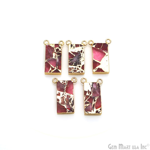 Ruby Mohave Rectangle 23x10mm Gold Electroplated Gemstone Connector
