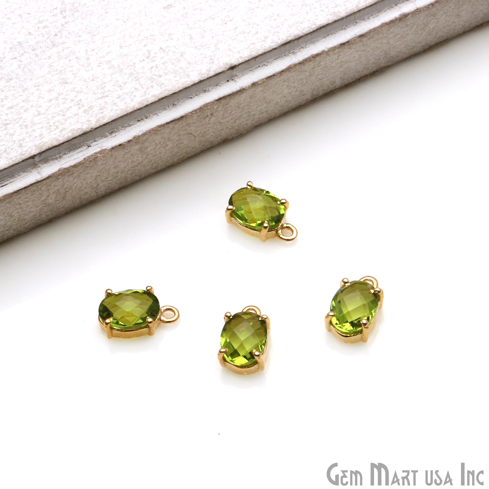 Oval 6x8mm Gold Plated Prong Setting Gemstone Connector (Pick Stone) - GemMartUSA