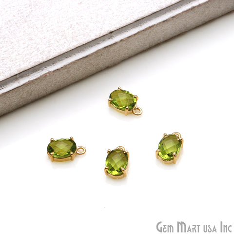 Oval 6x8mm Gold Plated Prong Setting Gemstone Connector (Pick Stone) - GemMartUSA