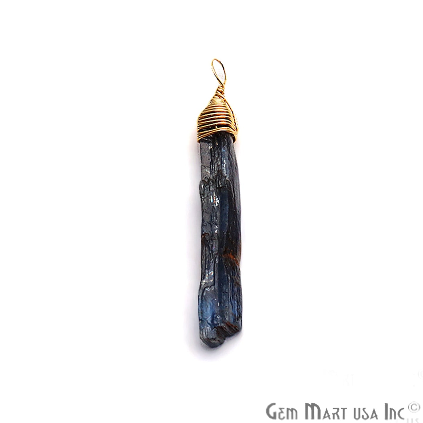 Kyanite Gold Wire Wrapped 37x5mm Jewelry Making Rough Shape Connector - GemMartUSA