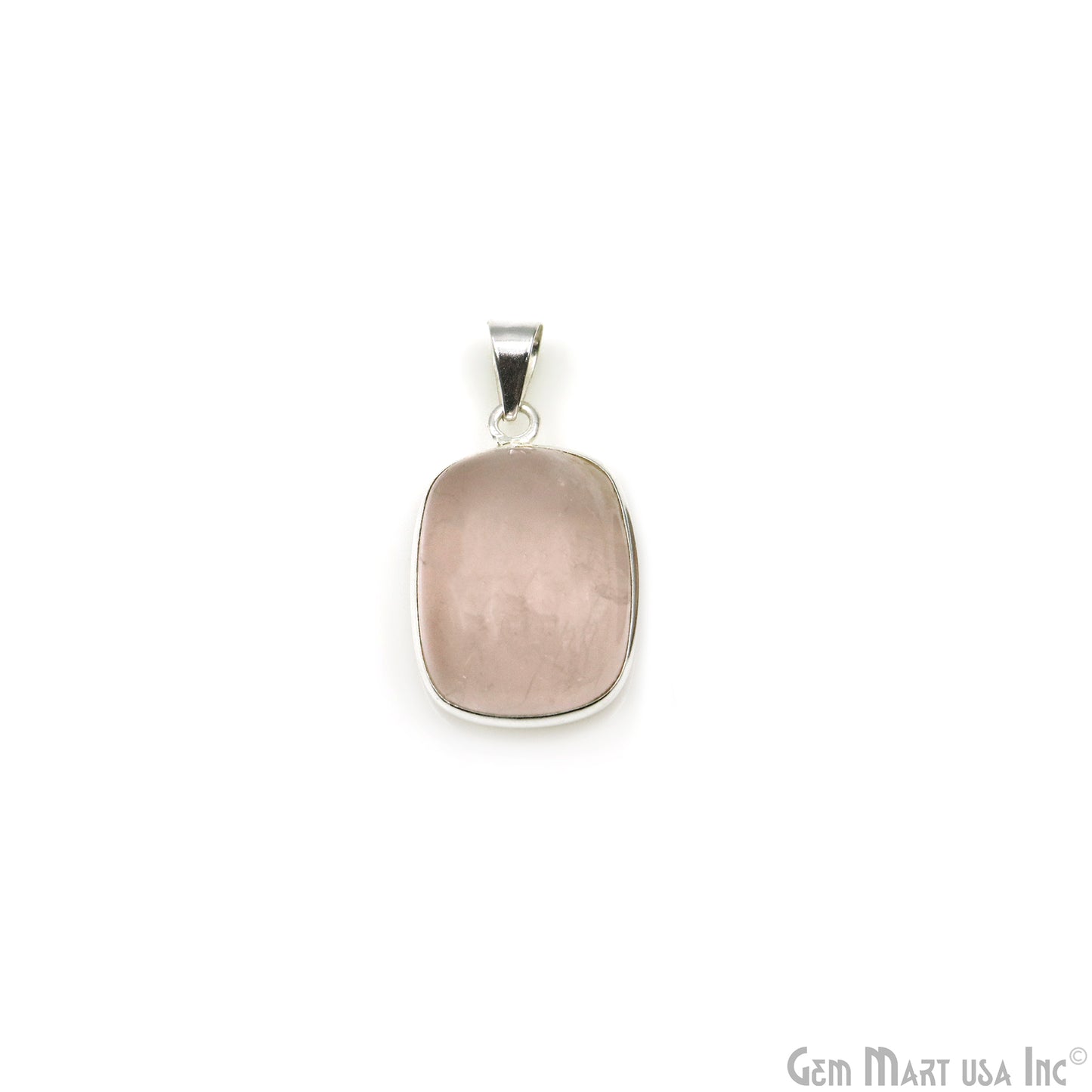 Rose Quartz Gemstone Rectangle 29x19mm Sterling Silver Necklace Pendant 1PC