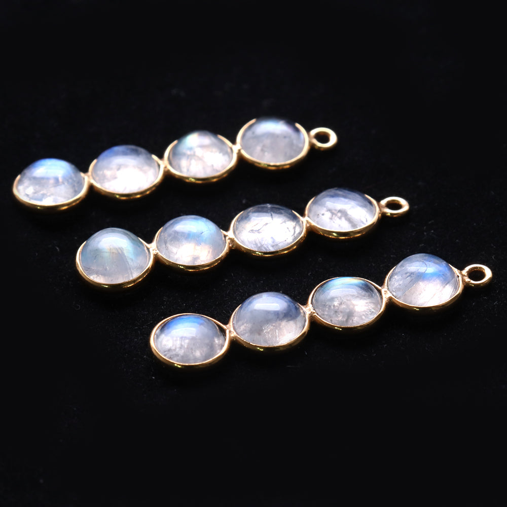 DIY Rainbow Moonstone Gold Plated 35X8mm Line Shape Chandelier Finding Component - GemMartUSA