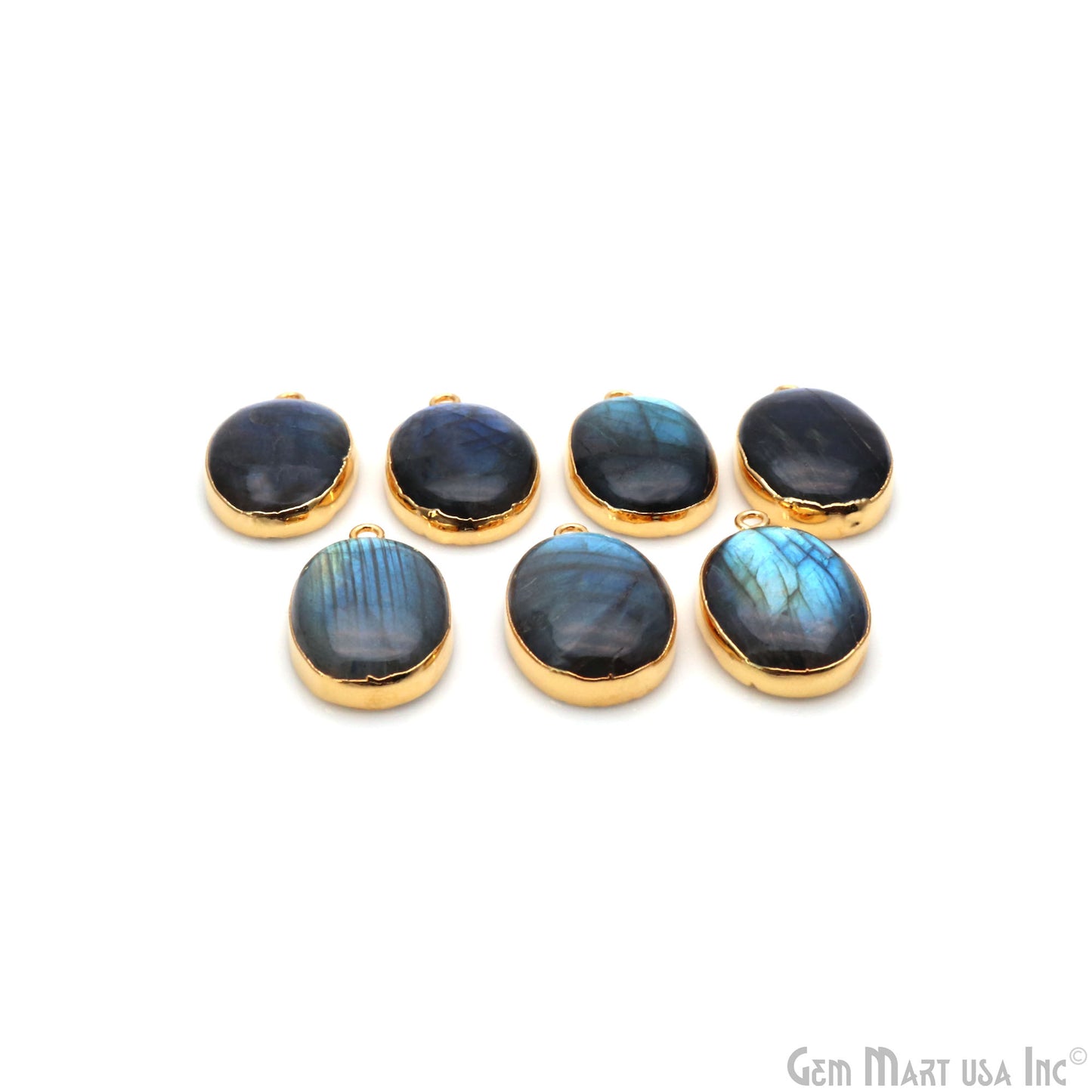 Flashy Labradorite 29x18mm Cabochon Oval Single Bail Gold Electroplated Gemstone Connector