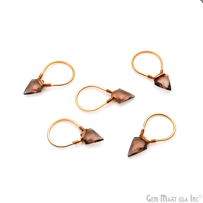 Smokey Topaz Pear Shape Hoop Rhombus Shape 34x17mm Connector