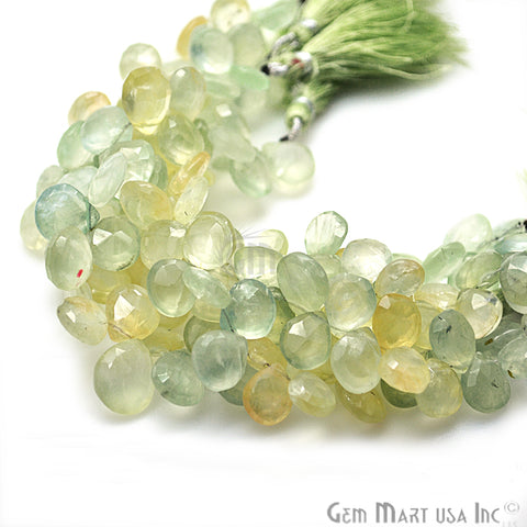 Prehnite Onion Beads Teardrops Faceted Gemstone 10-11mm Rondelle Beads - GemMartUSA