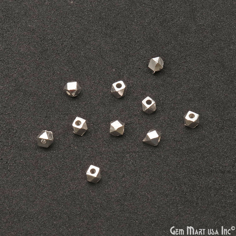 5pc Lot Hexagon Silver Plated 4mm Drilled Beads Finding