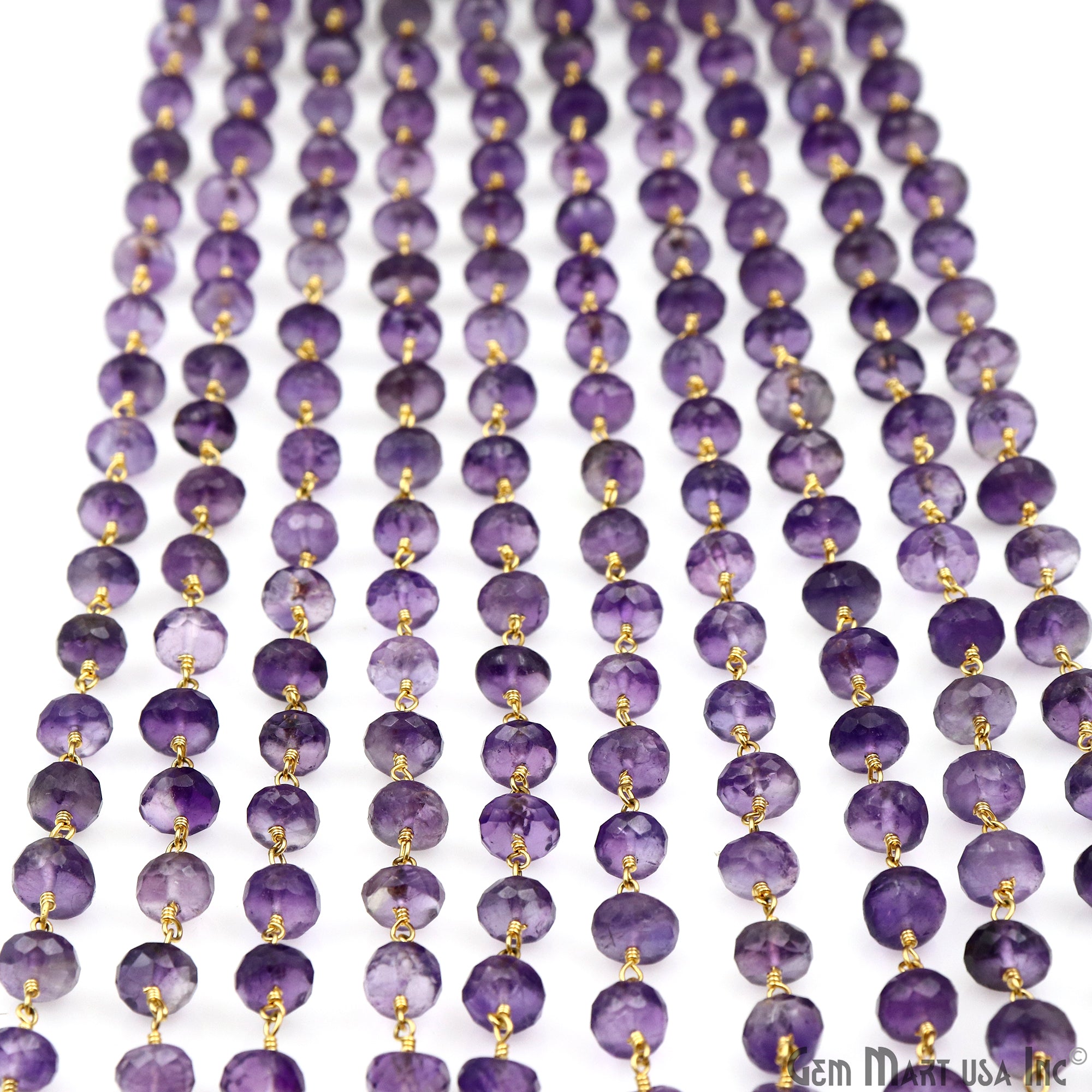 Amethyst Beads Gold Plated Wire Wrapped Rosary Chains