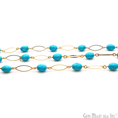 Turquoise With Gold Marquise Finding Rosary Chain