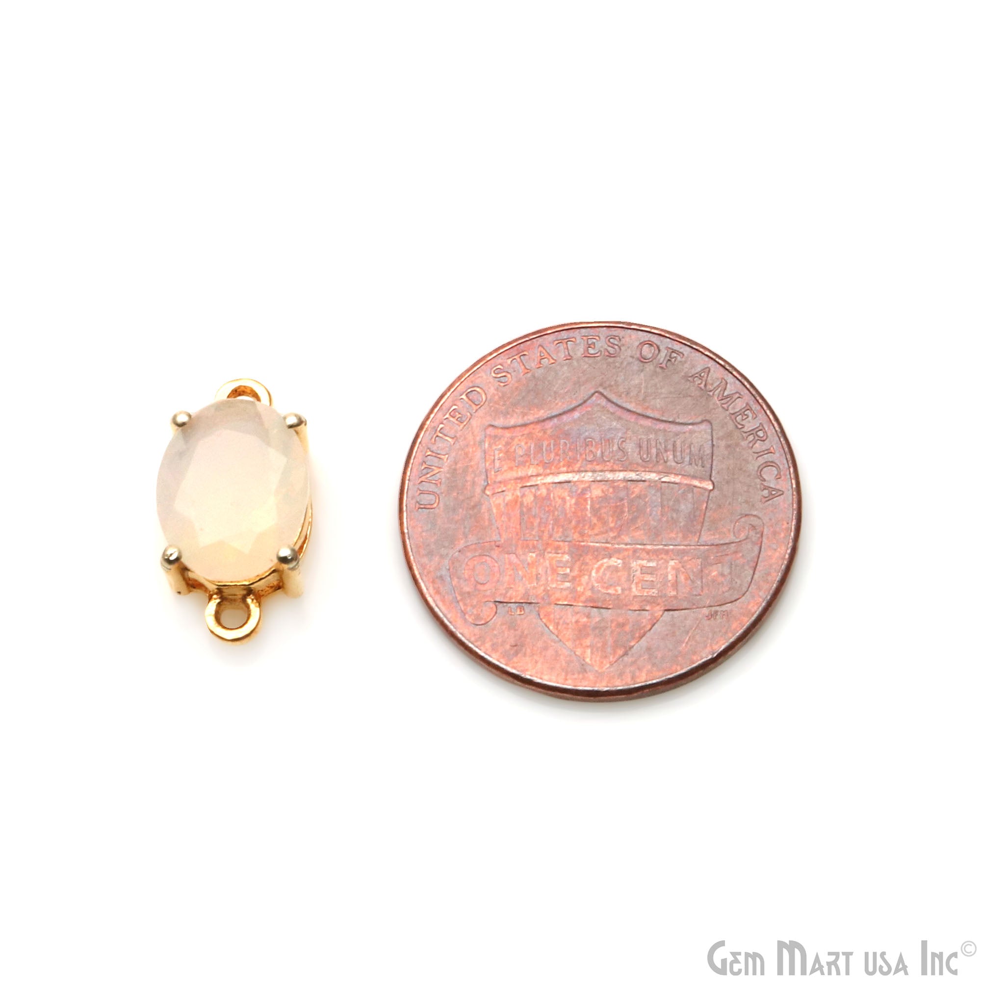 Ethiopian Opal Prong Setting Gold Plated Gemstone Connector