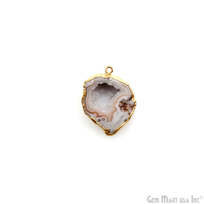 Geode Druzy Gold Electroplated 19x26mm Single Bail Gemstone Connector