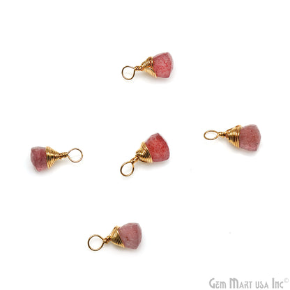 Strawberry Quartz Trillion 5mm Gold Wire Wrapped Connector