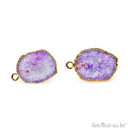 DIY Geode Druzy 21x13mm Gold Electroplated Loop Connector Studs Earrings