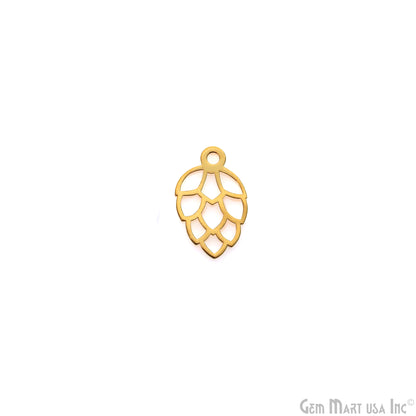 Leaf Shape Charm Laser Finding Gold Plated 18x11.2mm Charm For Bracelets & Pendants