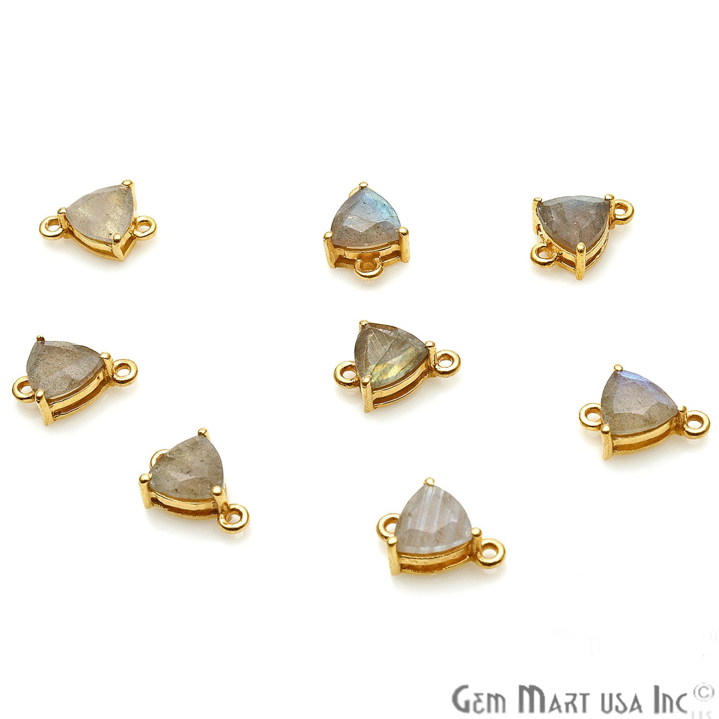 Labradorite Prong Setting Gold Plated Flashy Gemstone Connector - GemMartUSA