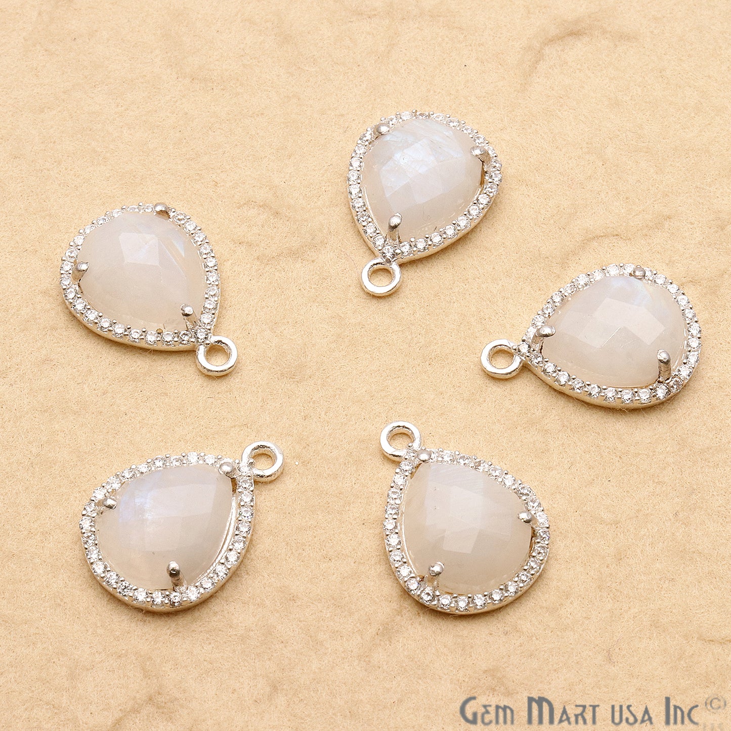 Gemstone Pears Shape 10x12mm CZ Pave Connector (Pick Stone) - GemMartUSA