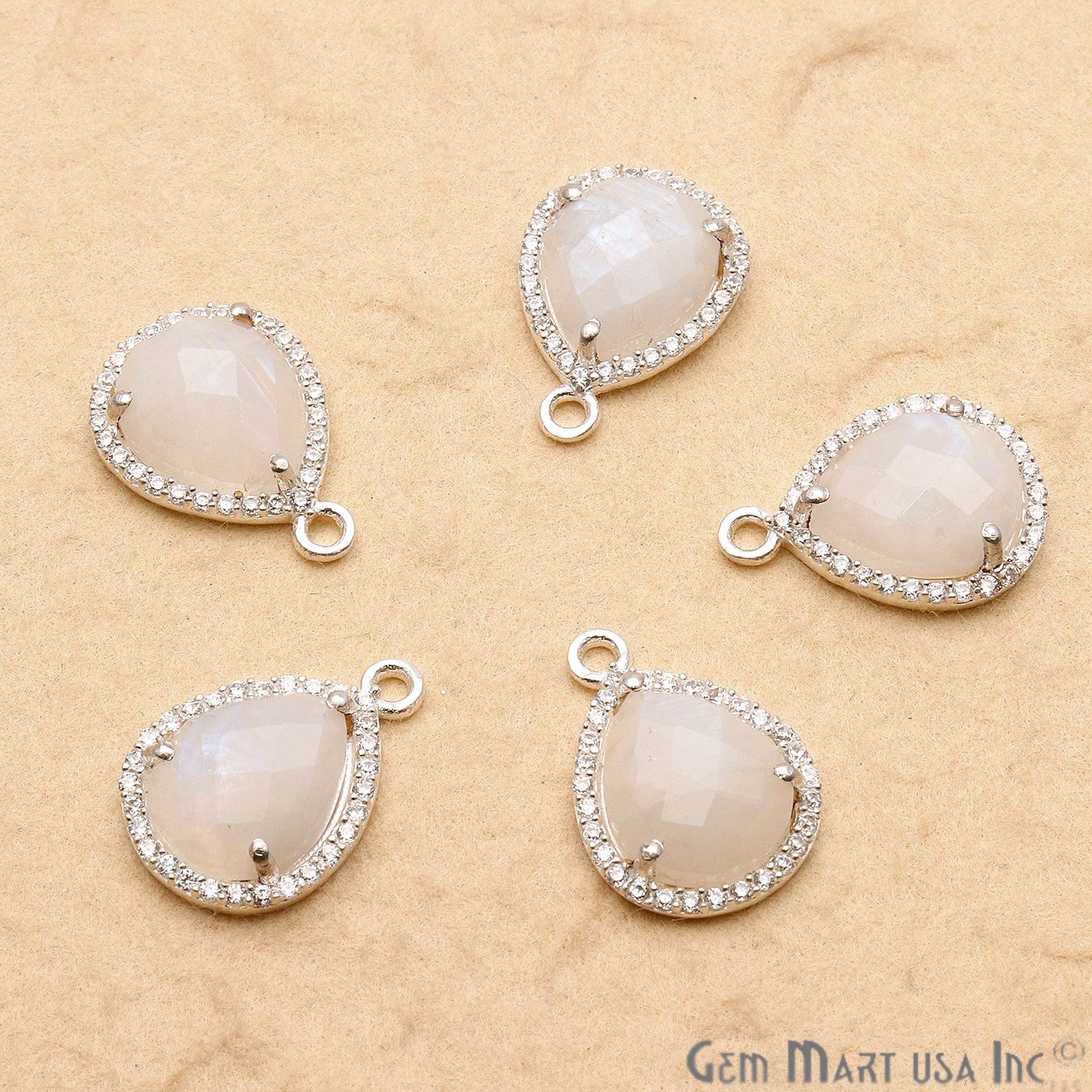 Gemstone Pears Shape 10x12mm CZ Pave Connector (Pick Stone) - GemMartUSA