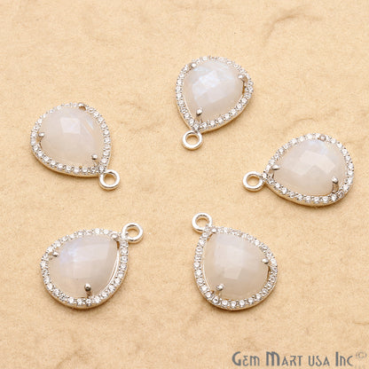 Gemstone Pears Shape 10x12mm CZ Pave Connector (Pick Stone) - GemMartUSA