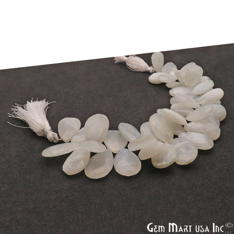 White Moonstone Pears 24x15mm Crafting Beads Gemstone Briolette Strands 8 INCH - GemMartUSA