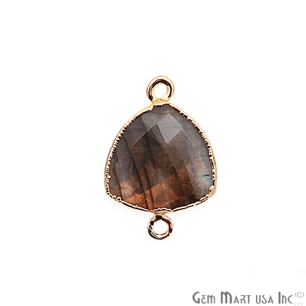 Labradorite 16mm Trillion Shape Gold Electroplated Gemstone Connector - GemMartUSA