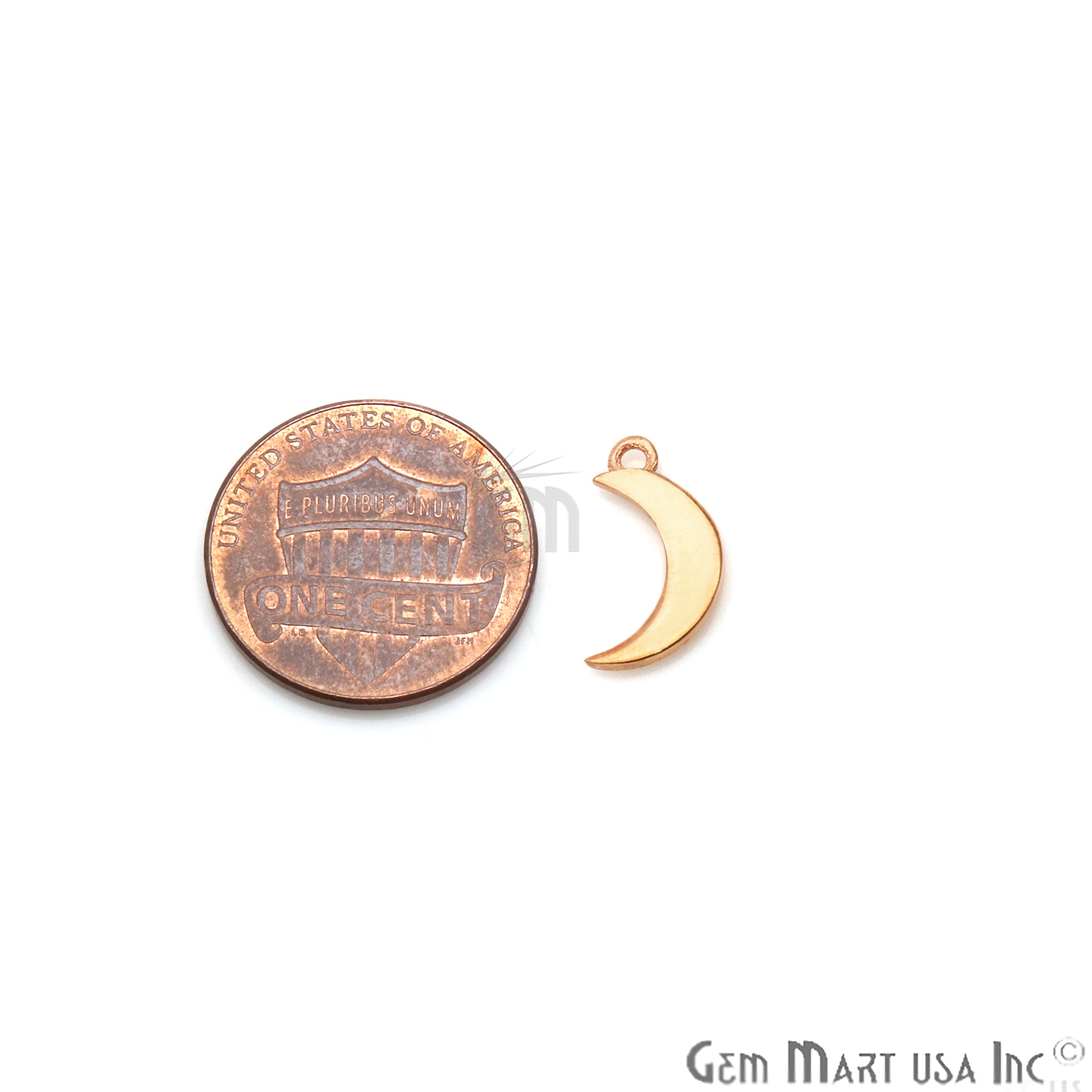 Moon Shape 14x3mm Gold Plated Finding Charm, DIY Jewelry - GemMartUSA