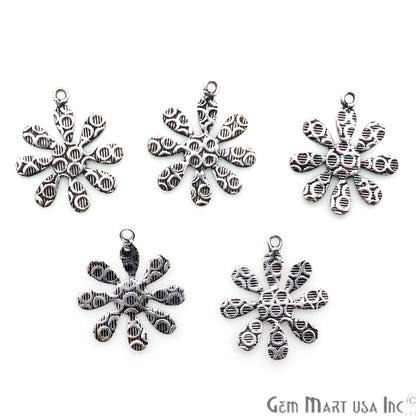 Flower Shape Oxidized 22x19mm Charm For Bracelets & Pendants - GemMartUSA