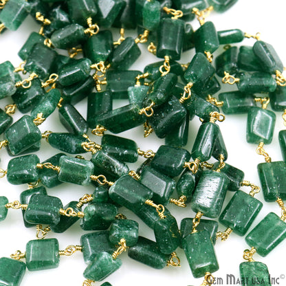 Aventurine 9x7mm Tumble Beads Gold Plated Rosary Chain