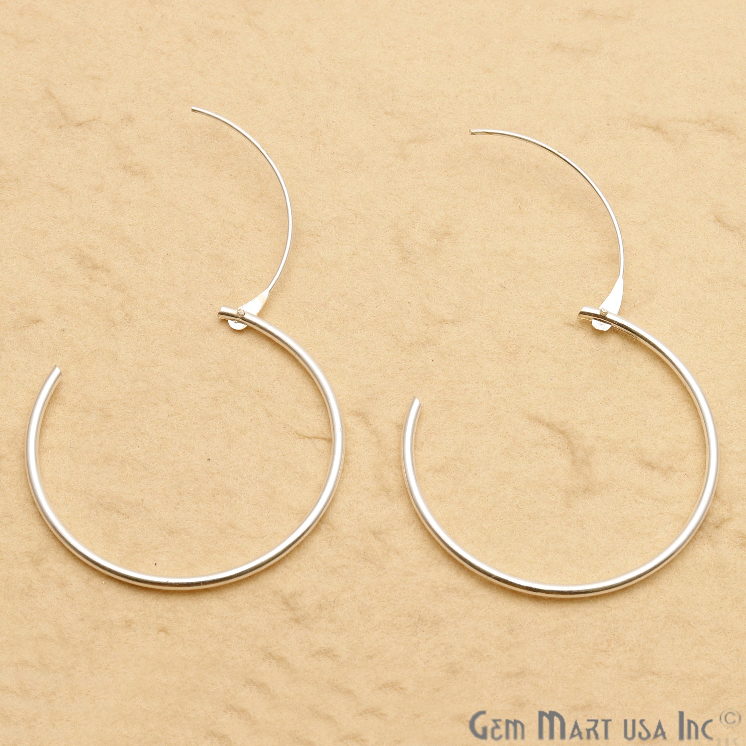 DIY Silver Plated Wire 32mm Finding Hoop Earring - GemMartUSA