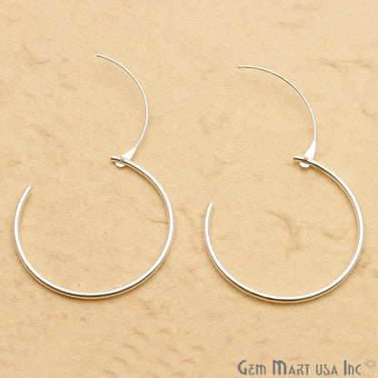 DIY Silver Plated Wire 32mm Finding Hoop Earring - GemMartUSA