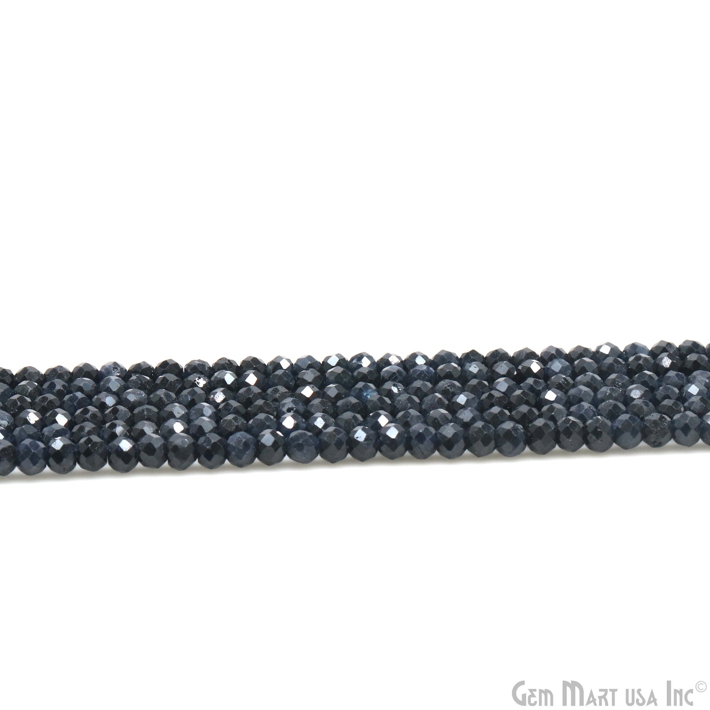 Sapphire Rondelle Beads, 12.5 Inch Gemstone Strands, Drilled Strung Nugget Beads, Faceted Round, 3-4mm