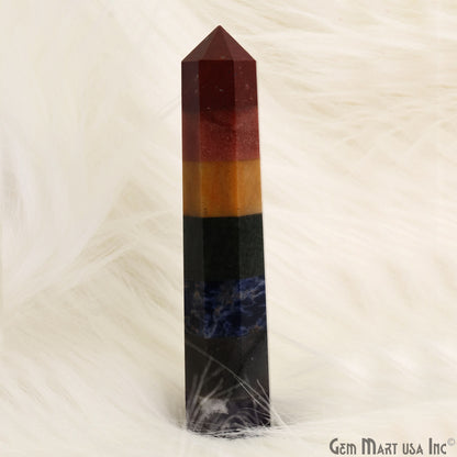 7 Chakra Gemstone Jumbo Tower Crystal Tower Obelisk Healing Meditation Gemstones 4-5 Inch