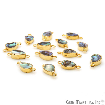 Abalone Shell 8x12mm Pears Double Bail Gold Electroplated Connector - GemMartUSA