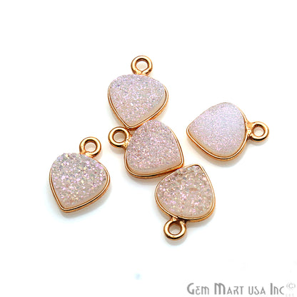 Titanium Druzy 8mm Heart Gold Plated Single Bail Bezel Gemstone Connector (Pick Druzy Color) - GemMartUSA