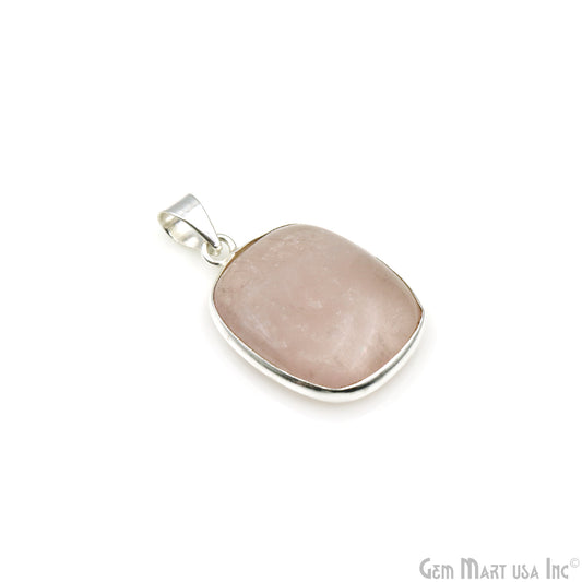 Rose Quartz Gemstone Rectangle 30x21mm Sterling Silver Necklace Pendant 1PC