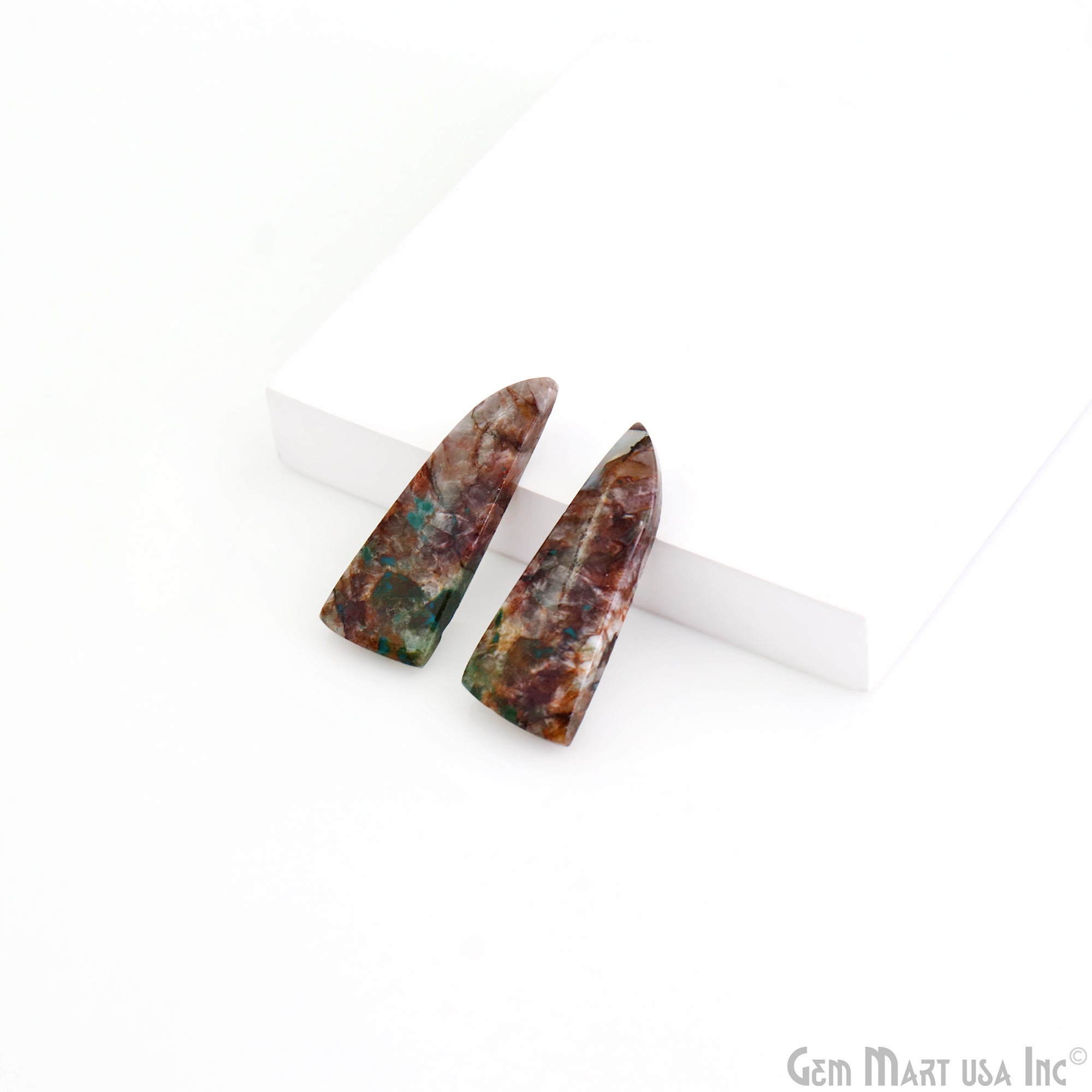 Chrysocolla Triangle Nail Shape 36X13mm Loose Gemstone For Earring Pair