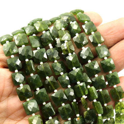 Green Apatite Square Beads, 7.5 Inch Gemstone Strands, Drilled Strung Briolette Beads, Square Shape, 9mm