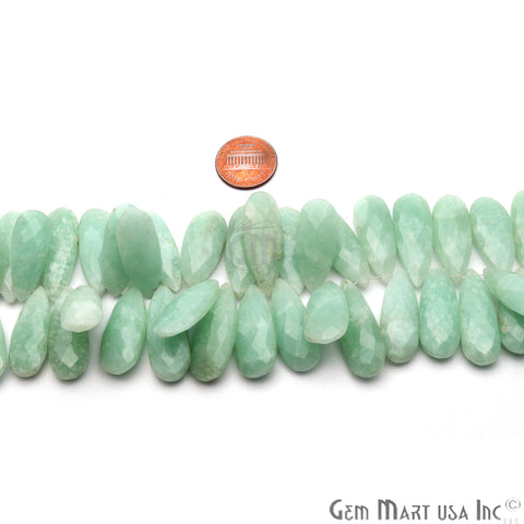 Amazonite Pears 28x12mm Crafting Beads Gemstone Briolette Strands 8 Inch - GemMartUSA