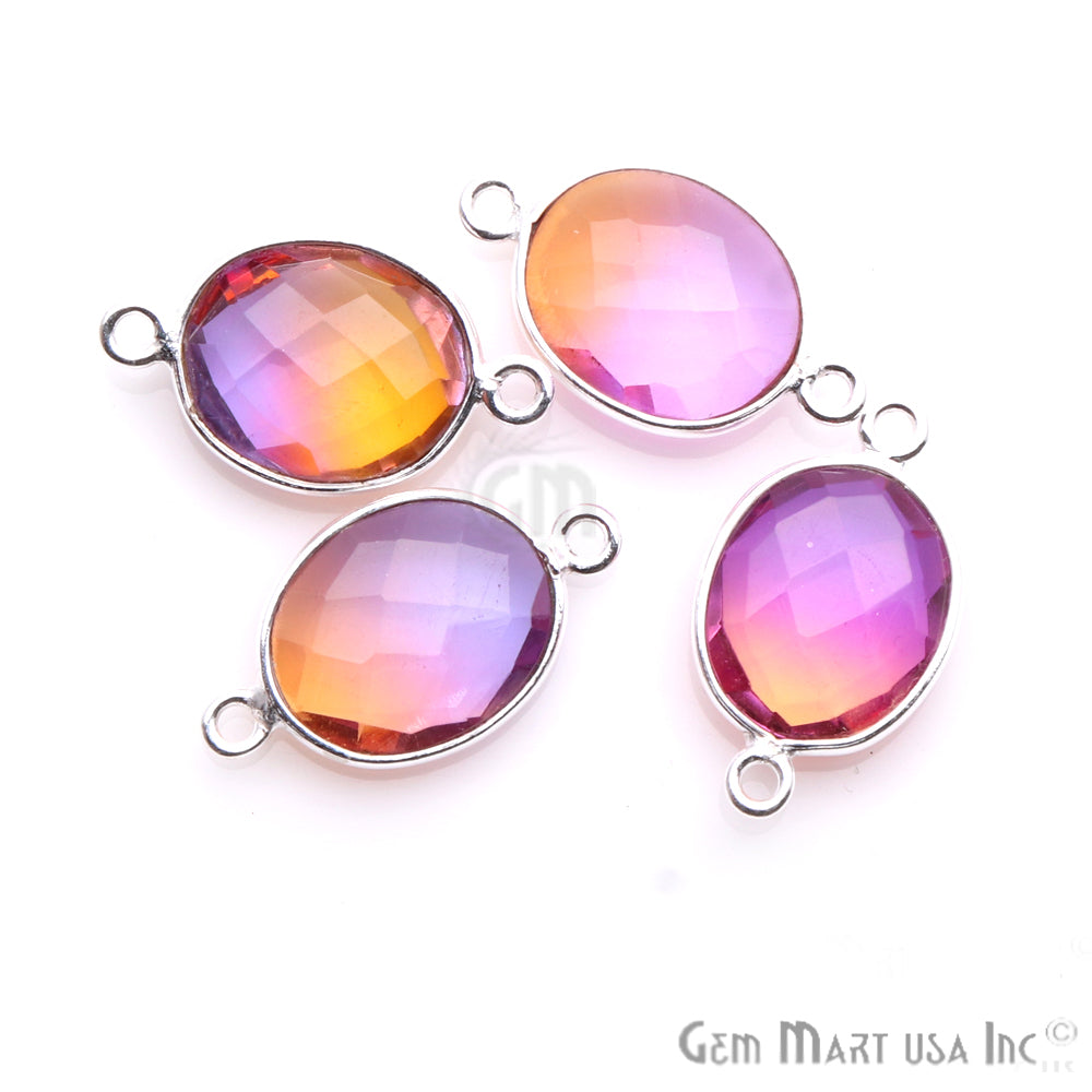 Doublet Aura Quartz 10x12mm Oval Connector (Pick Color,Plating,Bail) - GemMartUSA