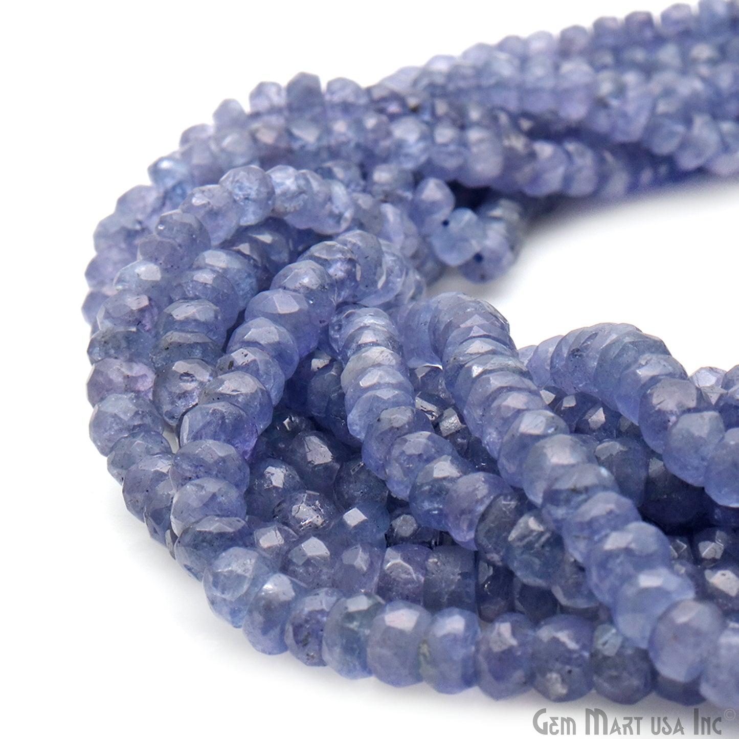 Tanzanite Rondelle Beads, 13 Inch Gemstone Strands, Drilled Strung Nugget Beads, Faceted Round, 4-5mm