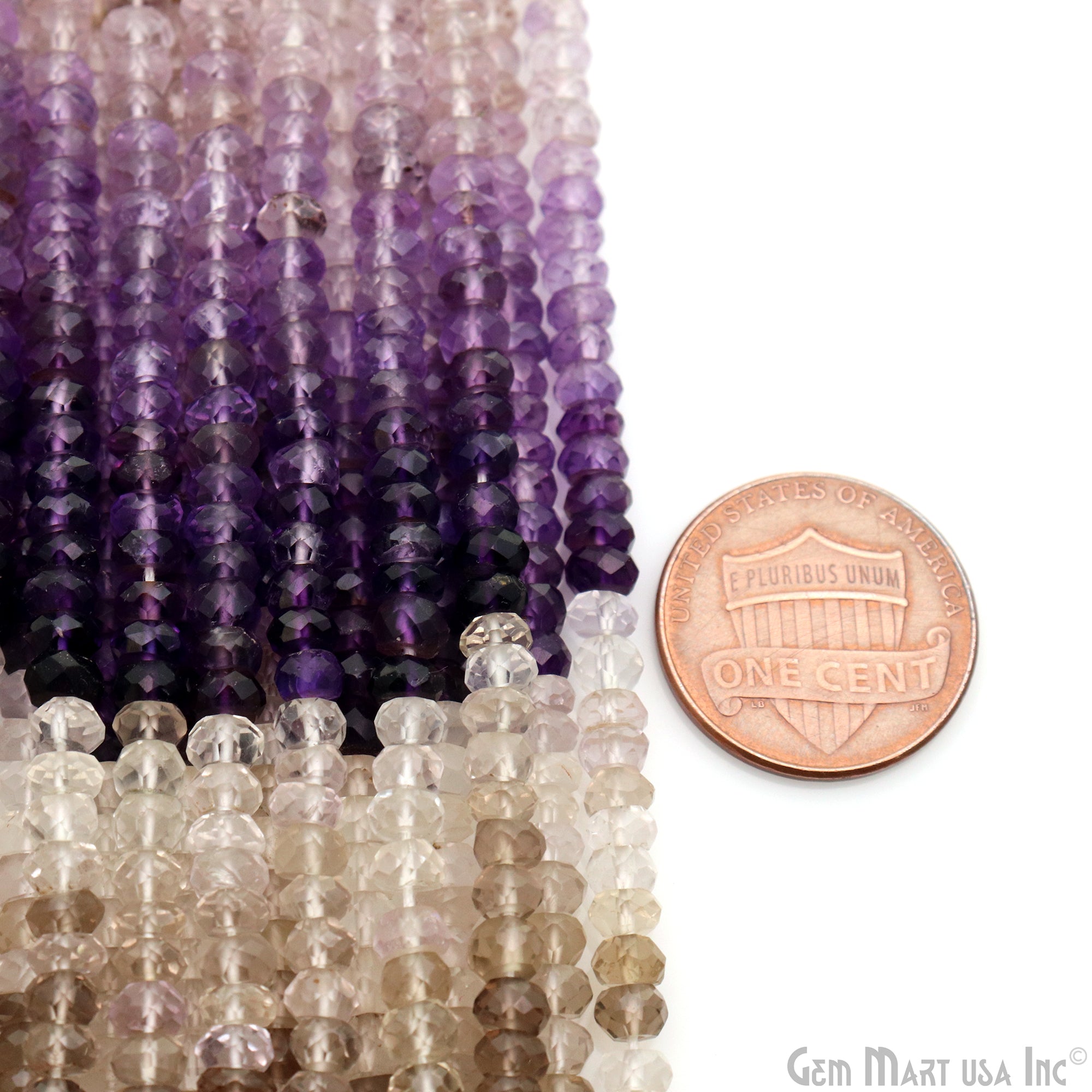 Multi Stone 3-4mm Faceted Rondelle Beads Strands 13Inch