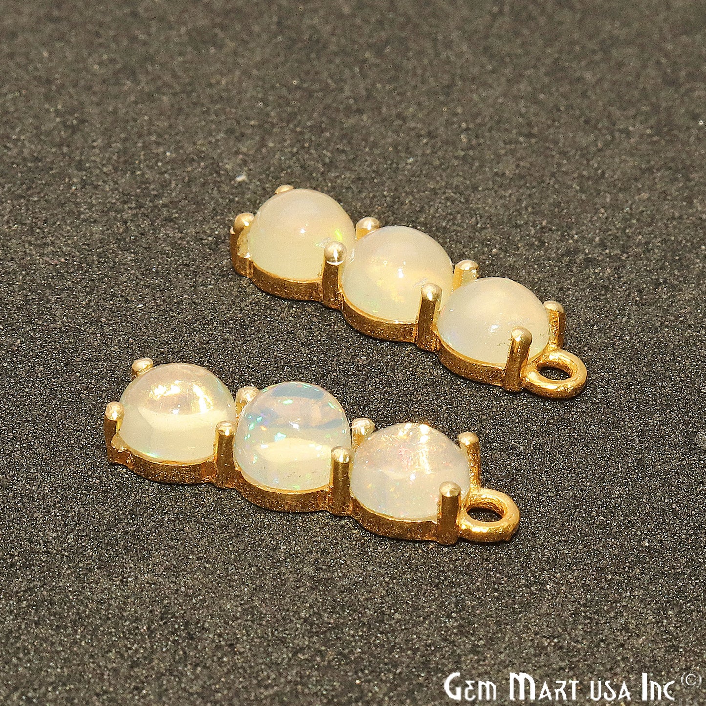 Opal Gemstone 22x6mm Prong Setting Gold Plated Component Connector - GemMartUSA