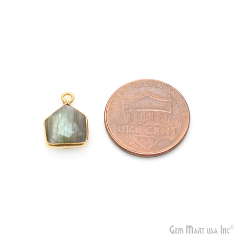 Labradorite 15x9mm Pentagon Shape Gold Plated Single Bail Gemstone Connector