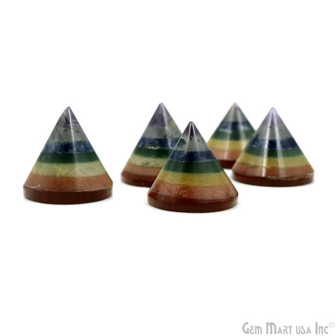 7 Chakra Cone Shape 29x27mm Healing Gemstone Metaphysical Reiki Crystal