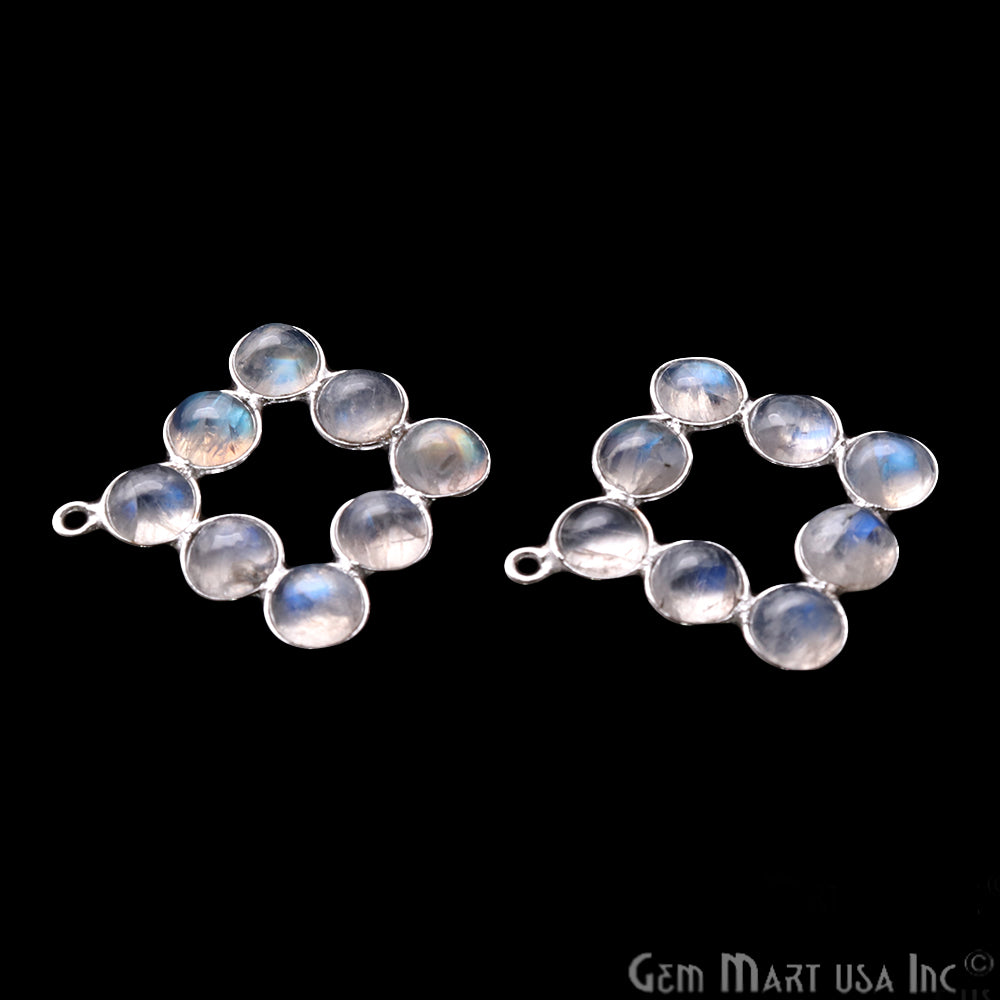 DIY Rainbow Moonstone 30x22mm Silver Plated Chandelier Finding Component - GemMartUSA