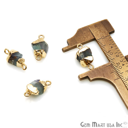 Rough Fluorite Organic 14x6mm Gold Electroplated Pendant Connector - GemMartUSA